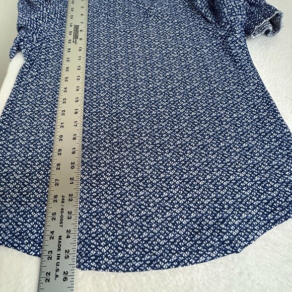 Chico's Womens Blue & White Geometric Balloon Sleeve V-Neck Top Size 1, Medium - Picture 7 of 8